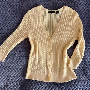 JEANNE PIERRE V-Neck Cardigan - Cream
